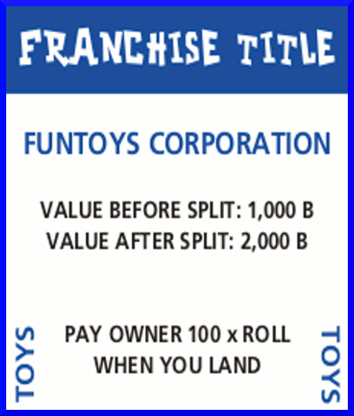 FRANCHISE TITLE FOR FUNTOYS CORPORATION